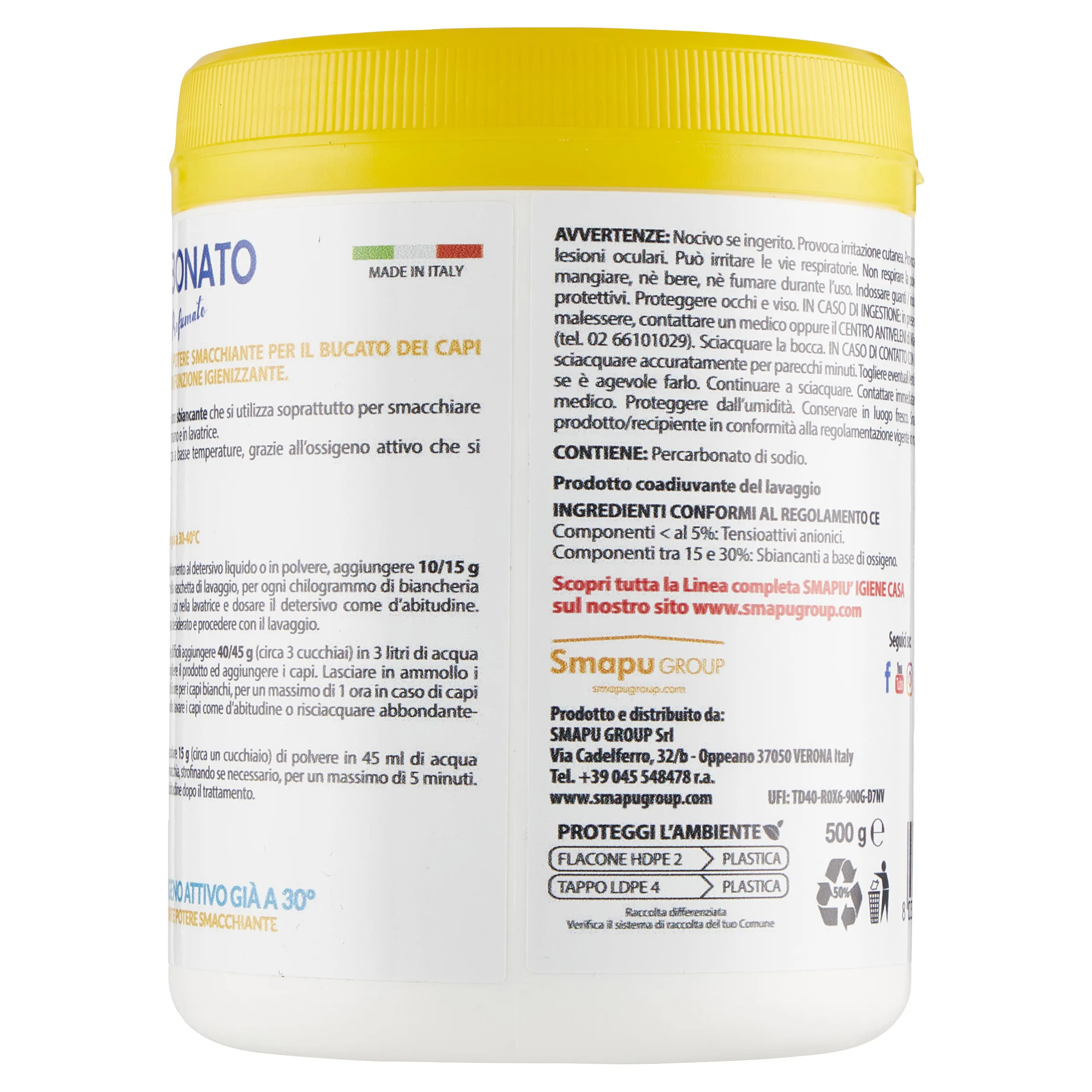 Italian High Quality Activated PERFUMED Sodium Percarbonate Laundry Stain Remover 500 g for Colored Fabrics