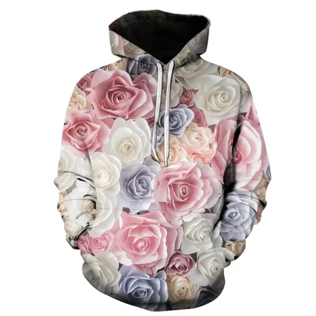Men Hoodies Logo Printing Embroidery Flower 3D Digital Printed Hoodies for unisex