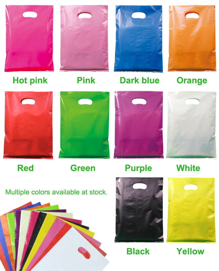 100pcs starts one logo printed WHITE colors plastic waterproof bags for shopping clothes packaging bags with handle