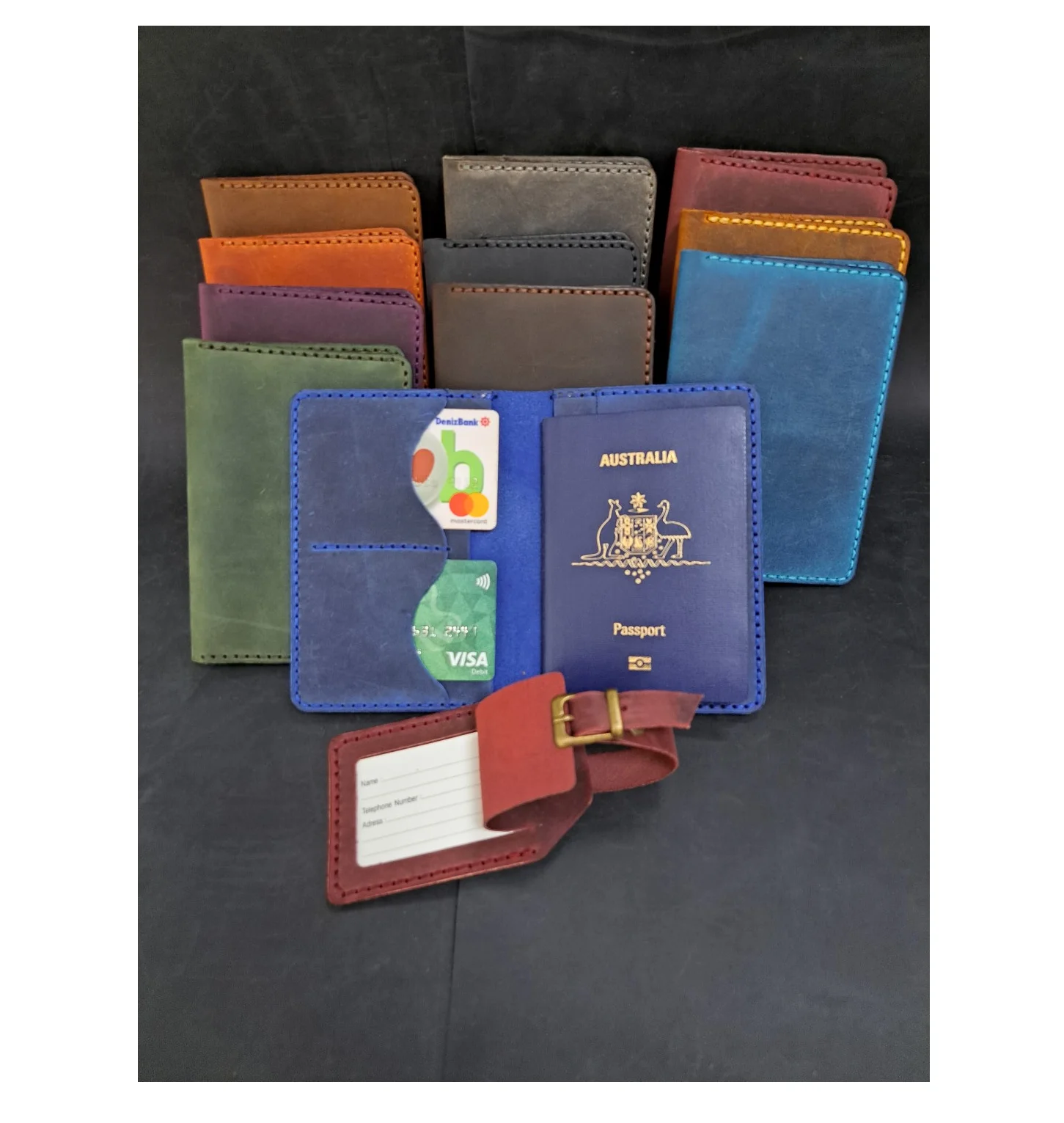 Soft Leather Passport and Card Holder Large Size Customizable Pattern for ID Use Made in Turkey