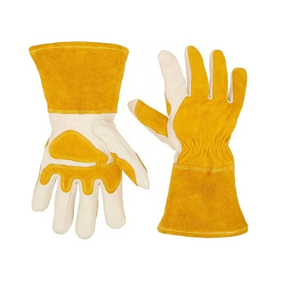 High Quality Cowhide Leather Aluminum Foil Welding Gloves for driving and construction heat resistant welder gloves