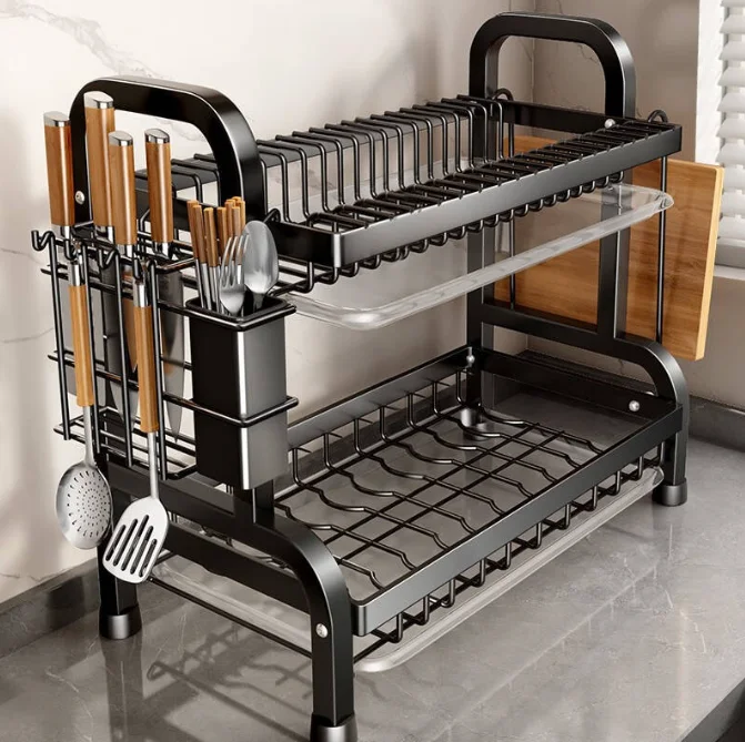 Kitchen dish  rack  Storage Shelf Wholesale Dish Drainer Metal Storage Container KSS473