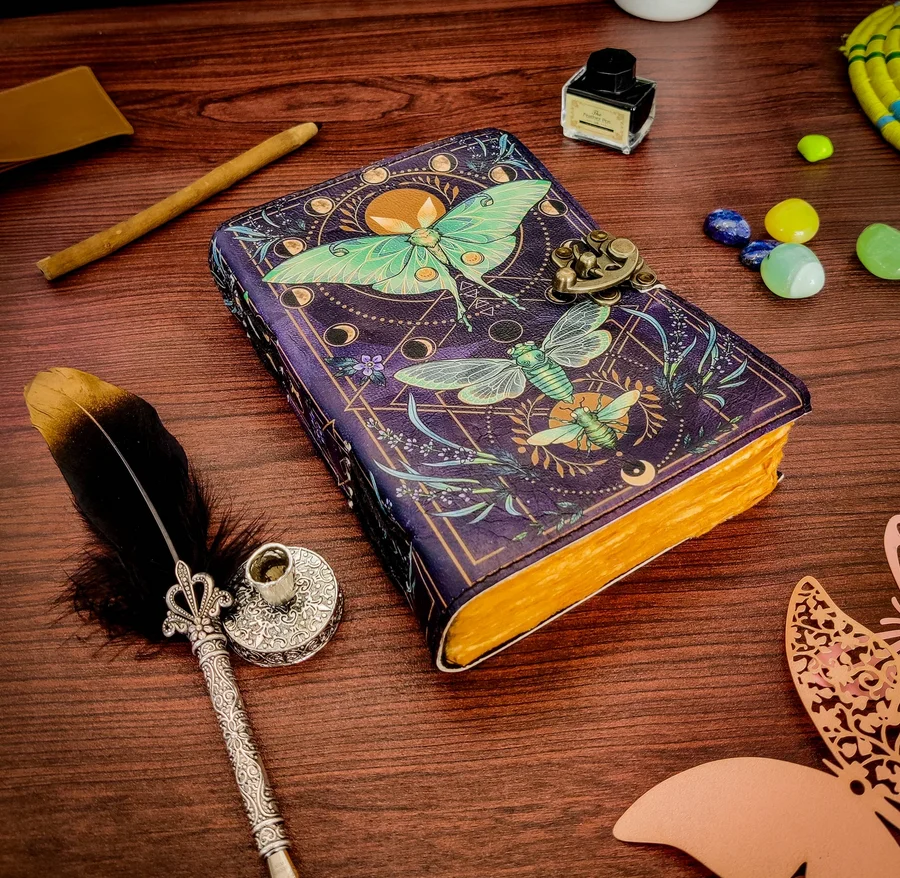 Factory whole cheap custom journal book printing hardcover journal custom printed pages Blank Spell Book of Shadows Leather