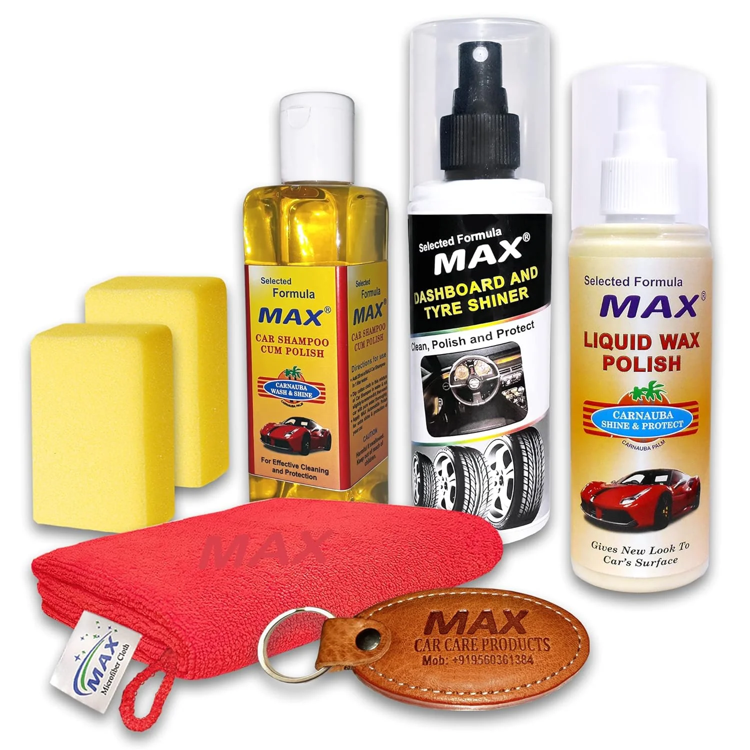 100% Export Quality Classic Car Wash & Wax Kit Dashboard & Tyre Shiner | Liquid Wax Polish | Car Shampoo For Car