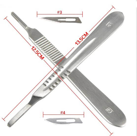 Medical Reusable Scalpels, CE PK Handle, Scalpel Car Instruments with Scale #4, Manual