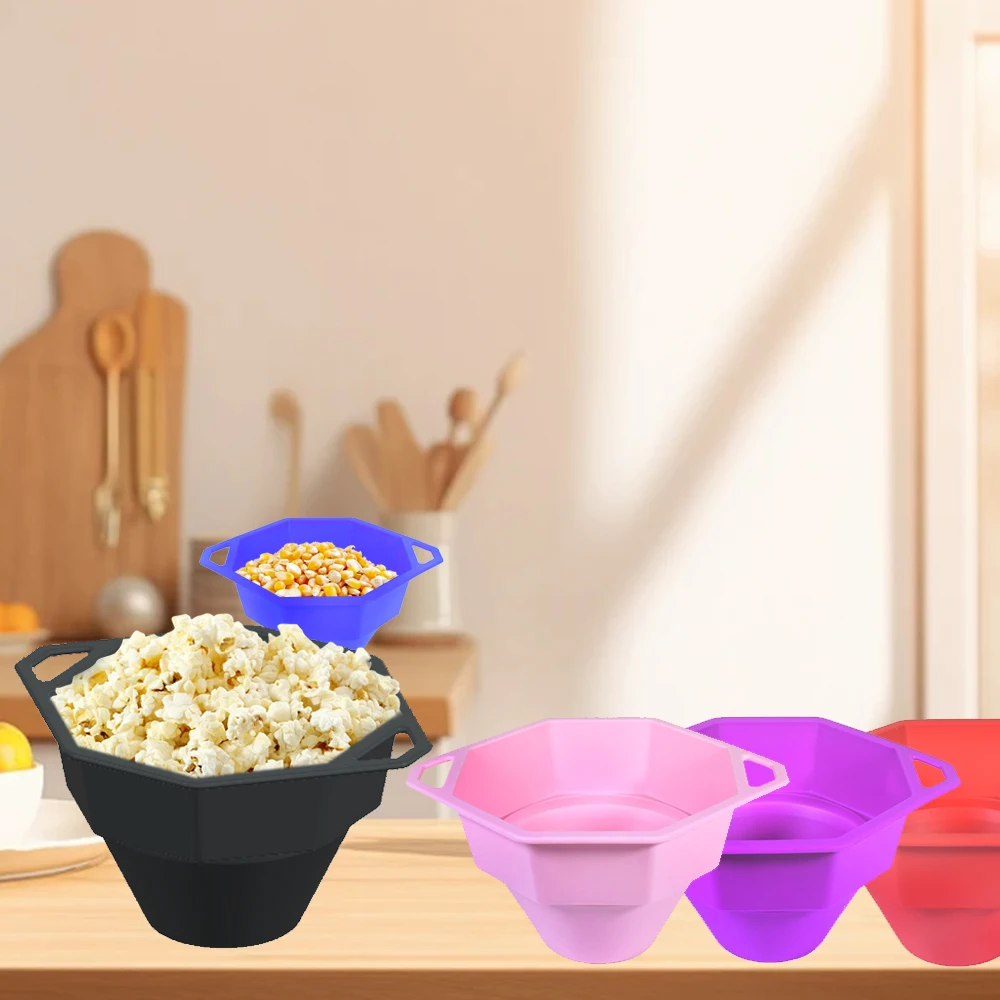 Custom  Christmas BPA Free Silicone Popcorn Bowl DIY Microwave Popcorn Popper Maker With Handles