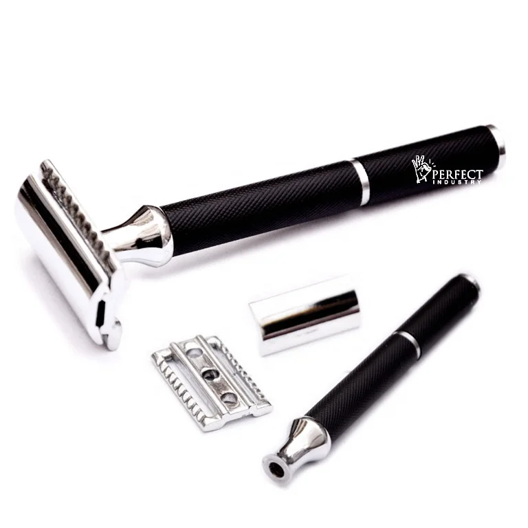 PERFECT INDUSTRY long handle shaving razor / Matt Black double edge safety Razor / men grooming set long handle safety razors
