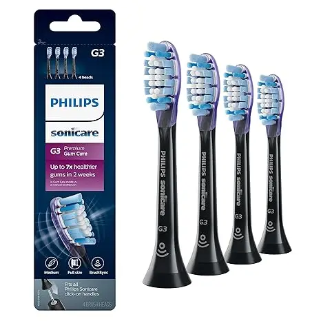 Philips Sonicare G3 Premium Gum Care Replacement Toothbrush Heads Black HX9054/95 Electric Power Source for Household Use
