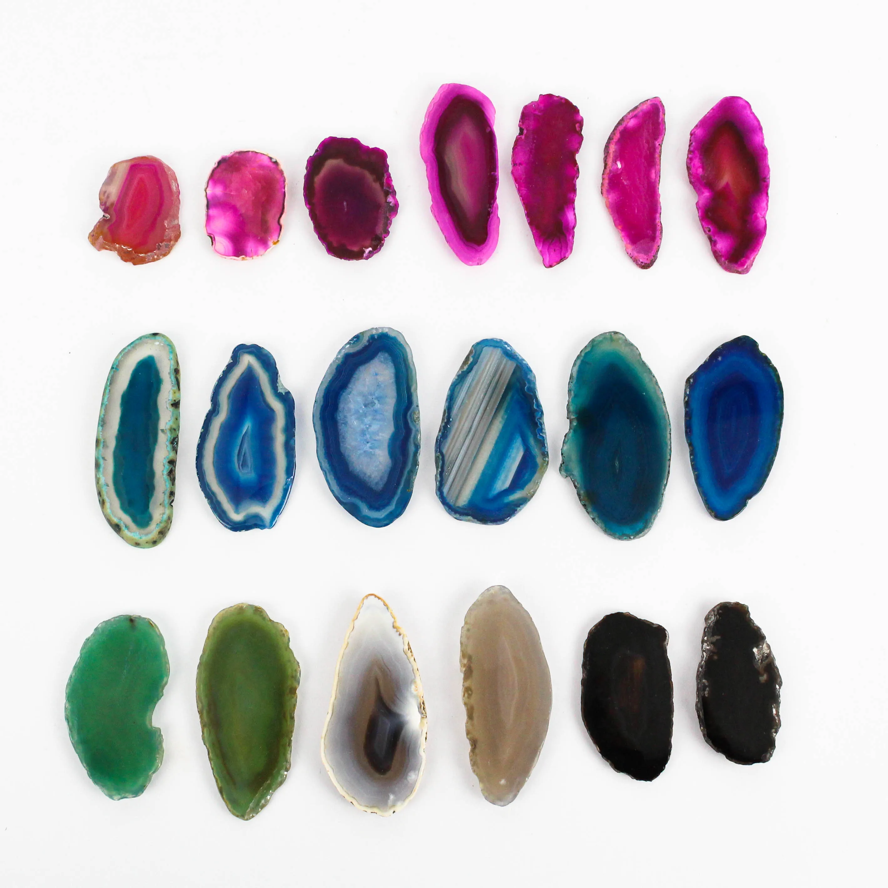 Wholesale Decorative Mineral Gemstones Handmade Amazing Natural Agate Slices in Black Red Pink Green Brown Oval Shape Polished