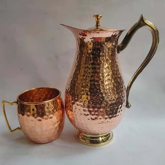 Drinkware Copper Hammered Copper Water Jug for Health Benefits from India handicraft low price at best price