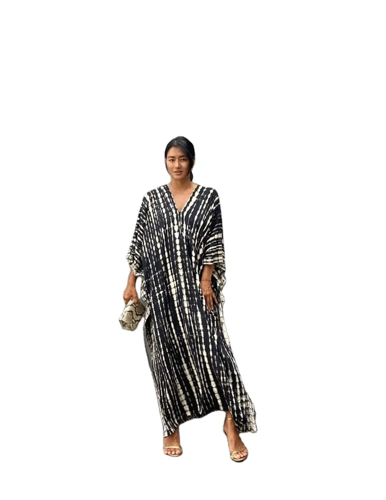 Summer Bohemian Collection Tie Dye Plus Size Kaftan Casual Cotton Clothing Fashion Long Dress