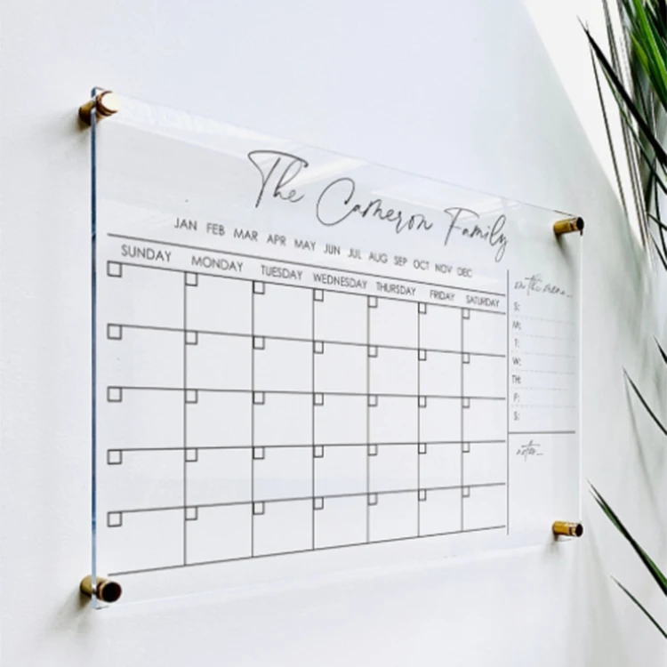 Manufacturer Custom Office Planner Erasable Acrylic Weekly Wall Mounted Calendar