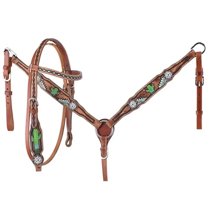 Super Export Quality Horse Headstall Cow Leather Made Western Horse Headstall Bridle Breast Collar Set For Horse Uses By Export
