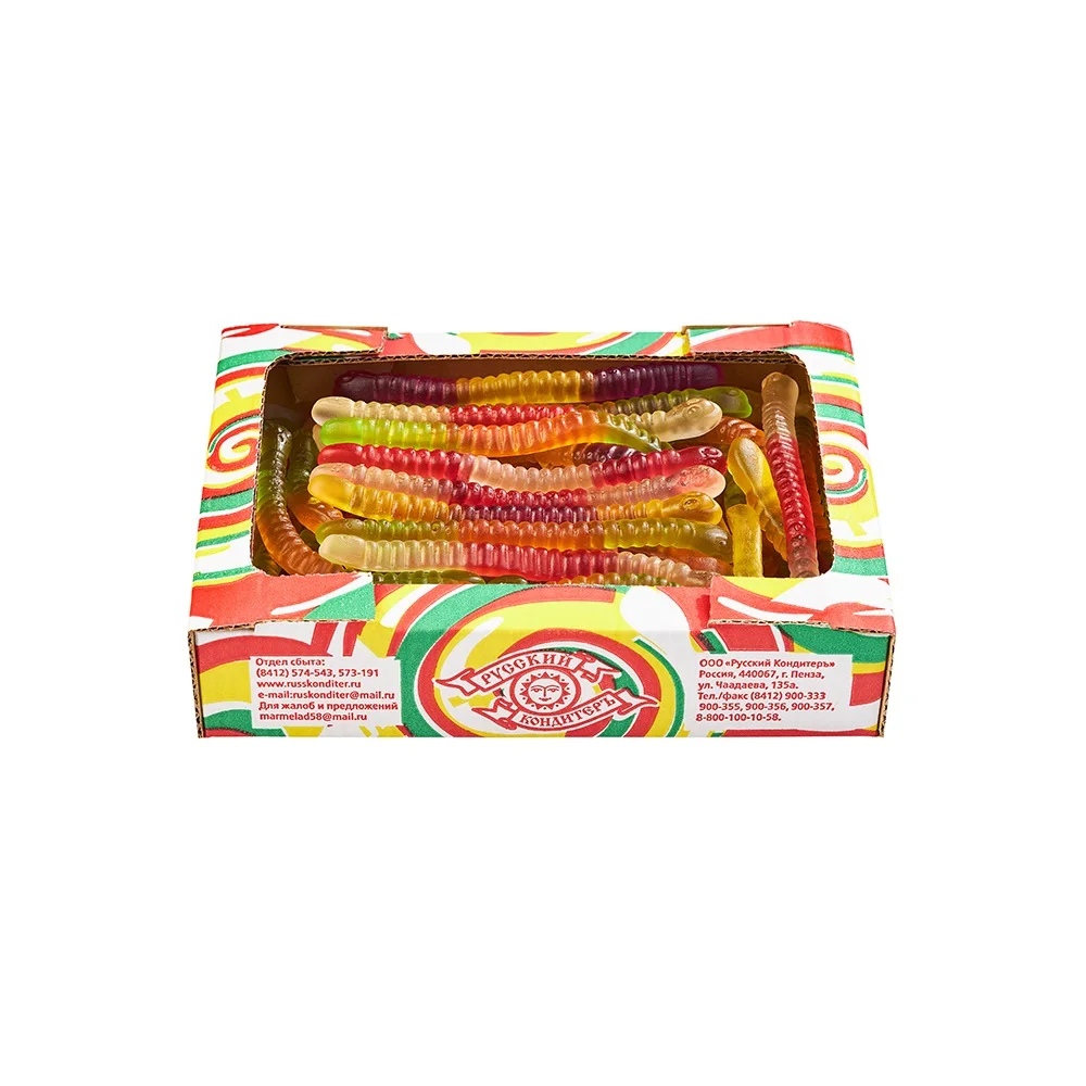 Best quality worms shape fruit flavors candy gummies 0.5 kg from manufacturer wholesale prices, jelly fruit candy