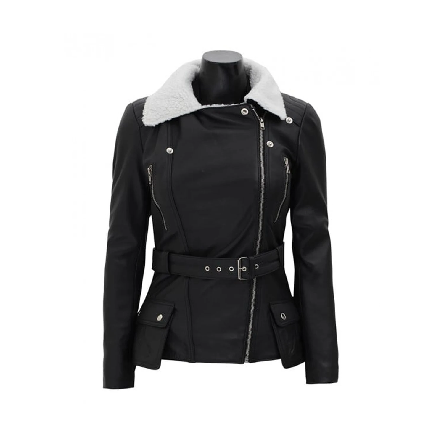 2023 Spring And Autumn Short Motorcycle Jacket Leather Coat Solid Black Slim Jackets Ladies Leather Jacket