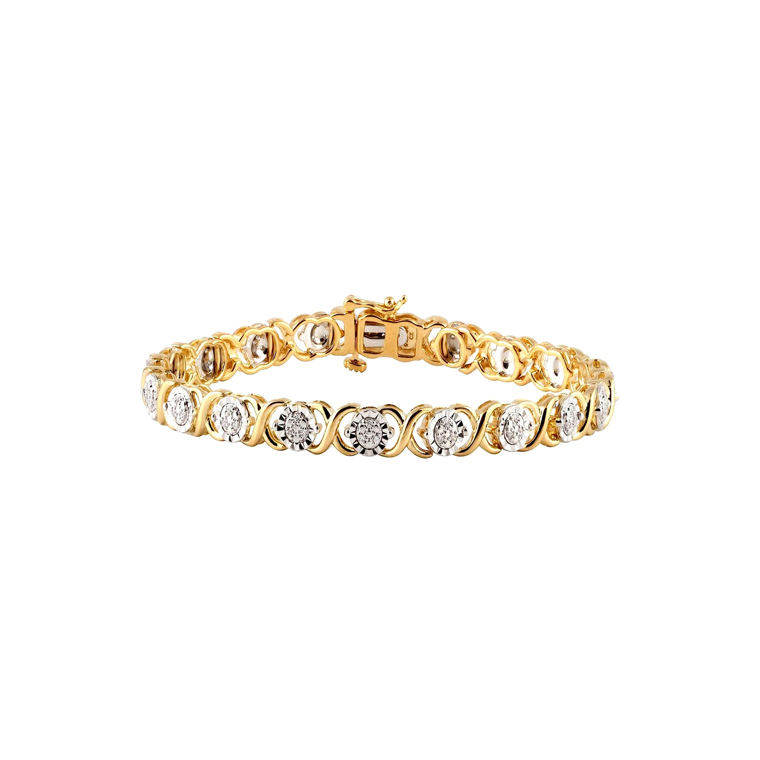 Lowest Prices 0.25 Ct Prong Set Round Cut Diamond Bracelet with 10k and 14k Solid Gold Metal Diamond Bracelet For Sale
