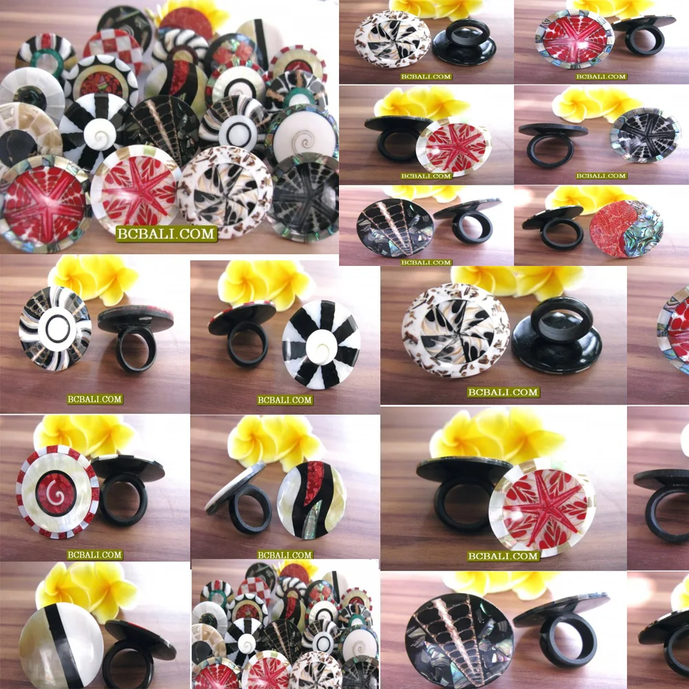 Seashells handmade finger rings multiple color multiple design cheap price wholesale bulk order bonus free shipping