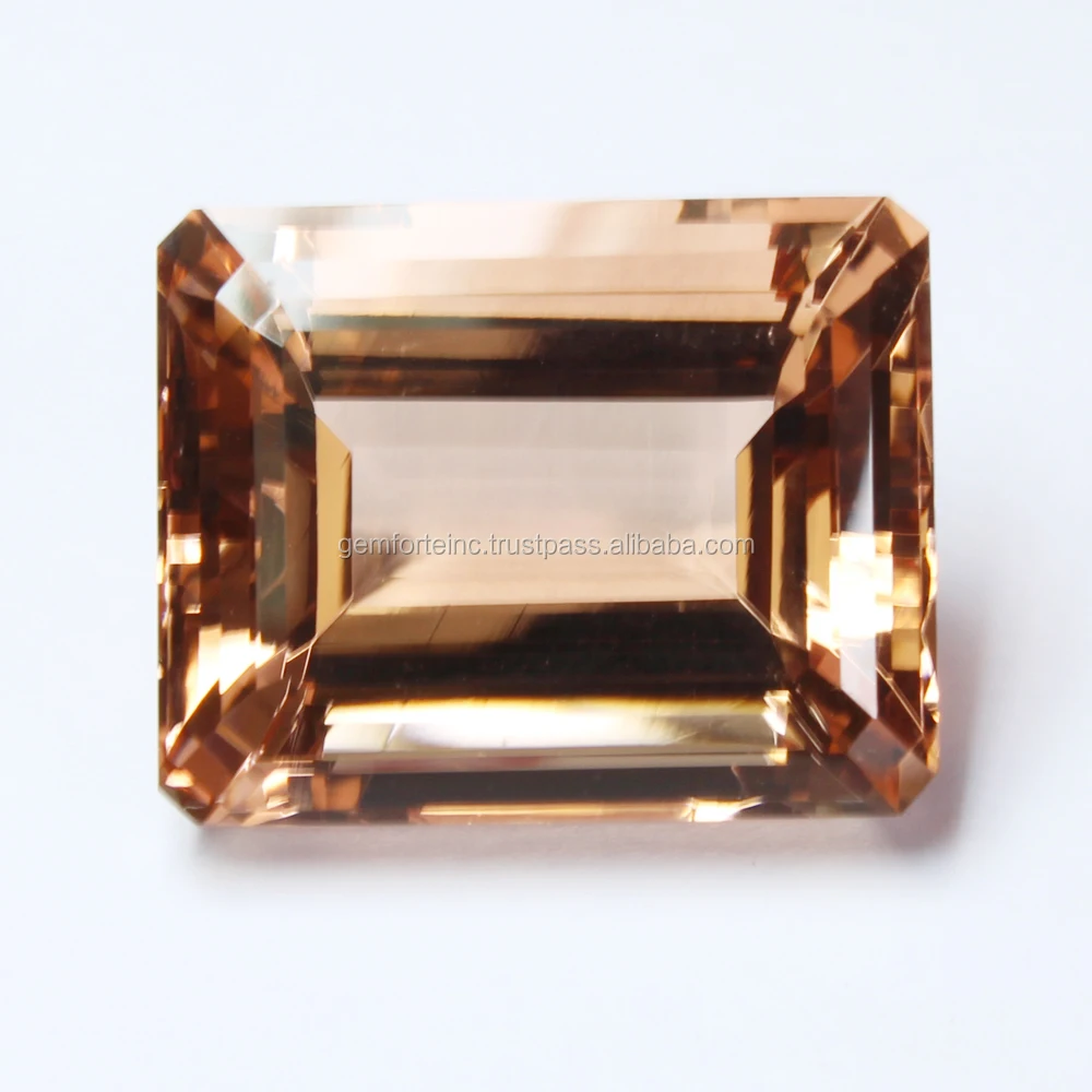 Peach Morganite Emerald Shape Faceted Cut Top Quality Natural Morganite Loose Gemstone Best Price High Carat Peach Morganite