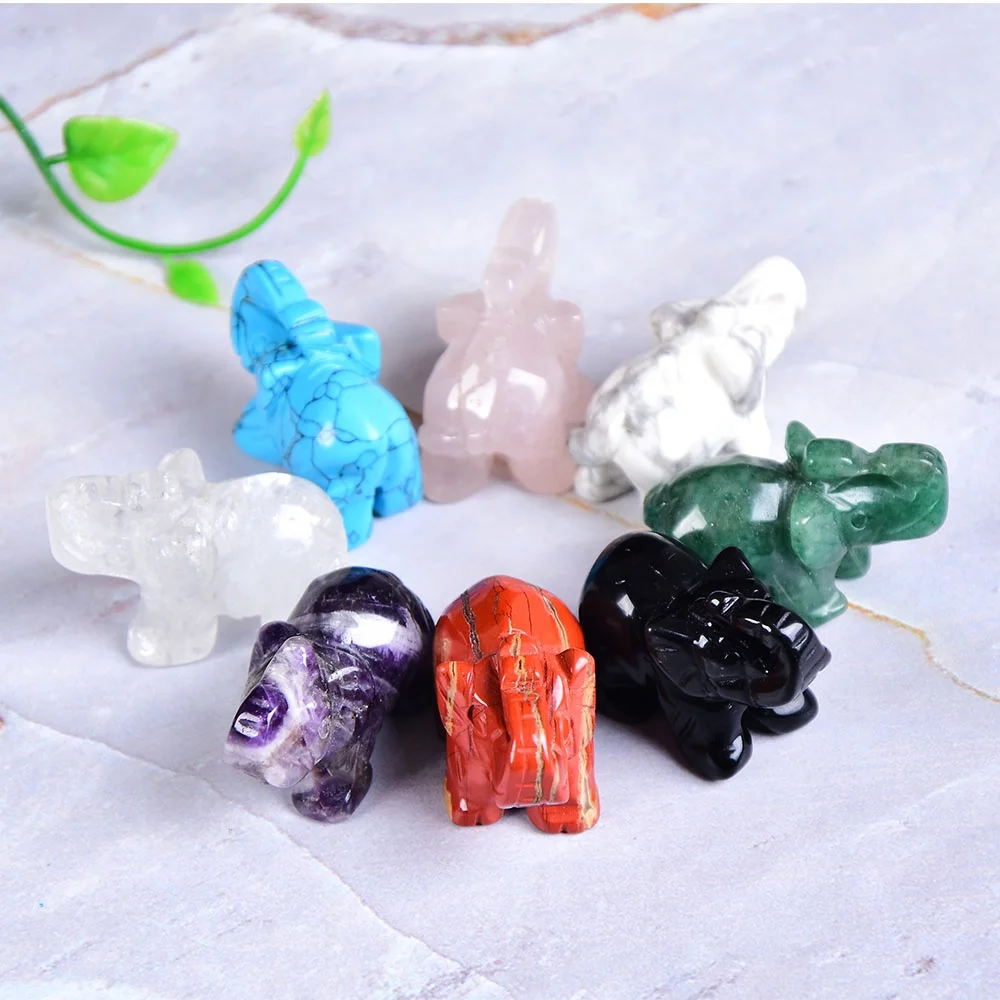 Wholesale Natural Strawberry Quartz Gemstone Elephant Statue Crystal Figurines Animal For Reiki Healing Meditation & Vasstu