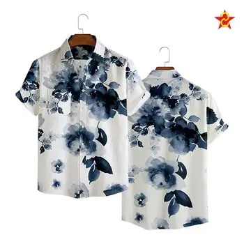 OEM/ODM полиэстер оптовая продажа рубашки для отпуска с коротким рукавом в цифровом стиле мужчин Гавайские сделано во Вьетнаме