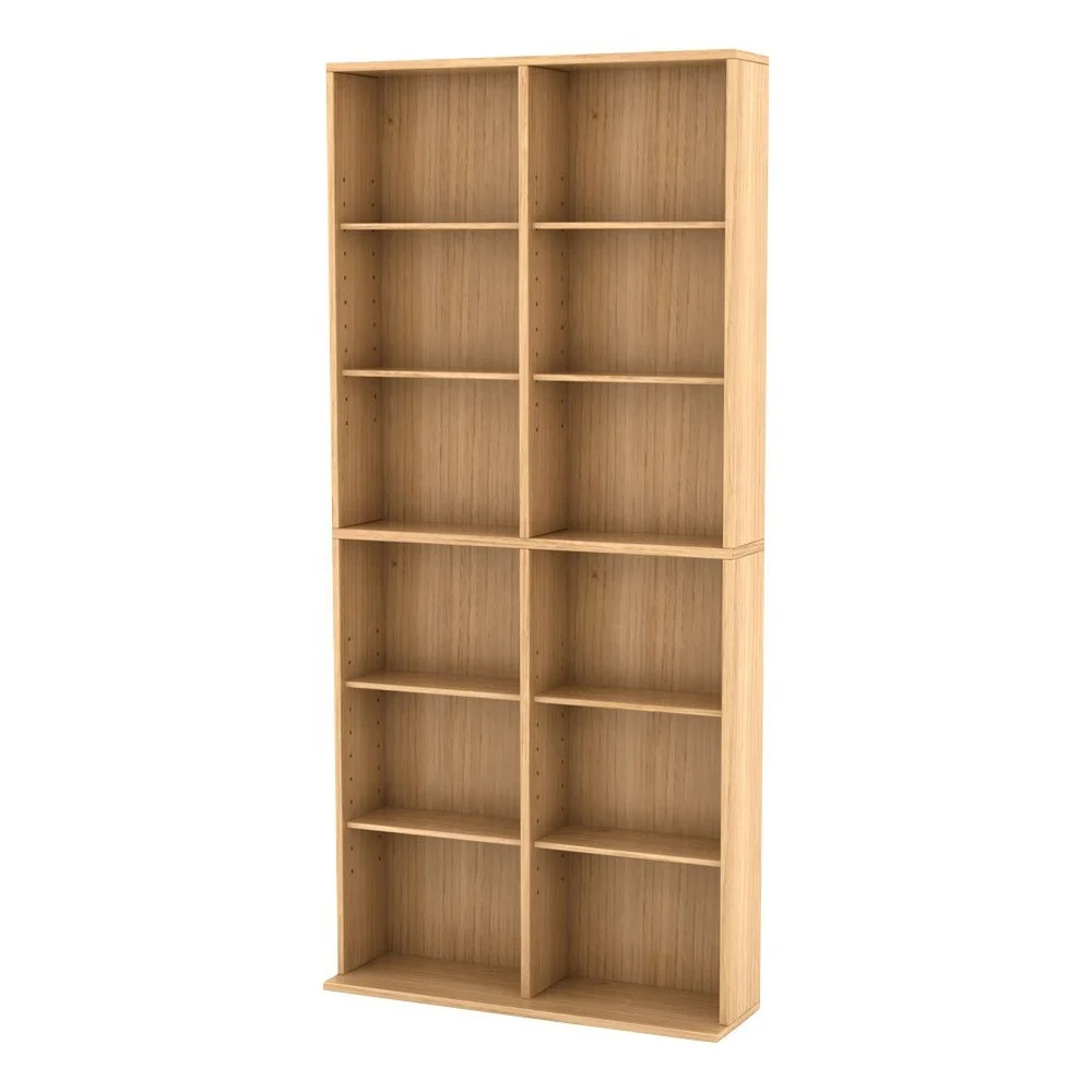 DVD CD Rack Solid Teak Wood Media Storage Cabinet