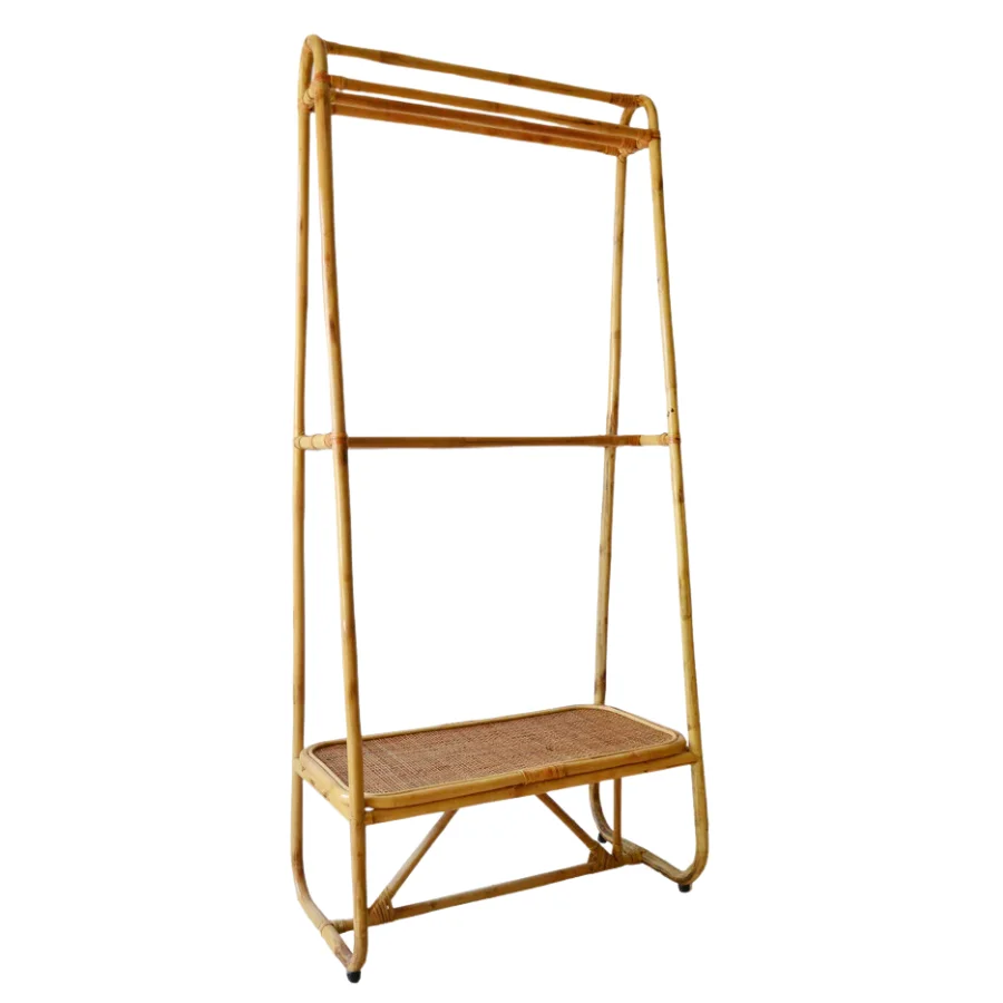 Customize Handicraft Furniture Rattan Hanging Clothes Racks Home Organize Clothes Standing Rack Made in Vietnam FBA Amazon