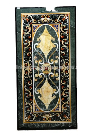 Rectangular Marble Inlay Dining Table Top Micro Mosaic Inlaid Table Top