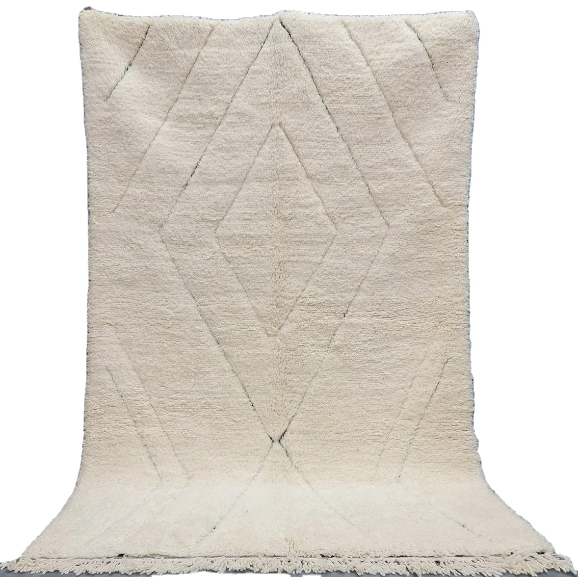 Unique moroccan rug  carpet Hand Made Moroccan Boho Beni Ourain Rugs Albertina Hand Knotted Wool Cotton Black Beige Area Rug