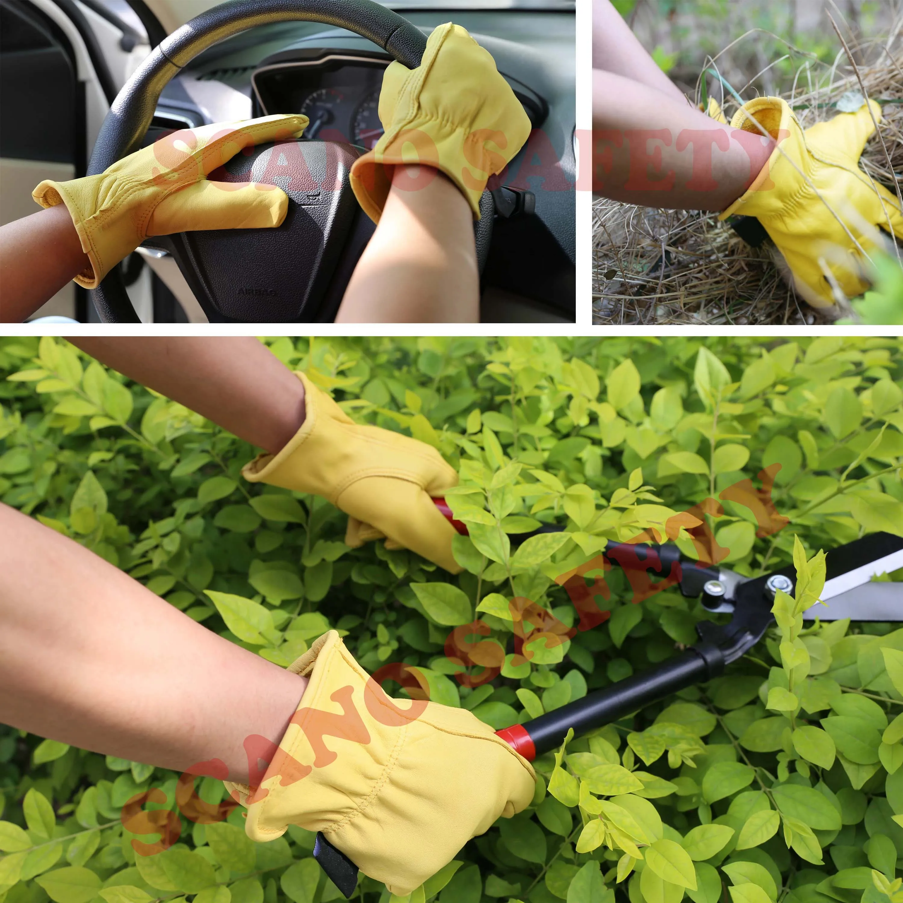 Work Gloves Full Leather Driving gloves Men For Motorcycle Gardening Safety Protective Fruit Picking