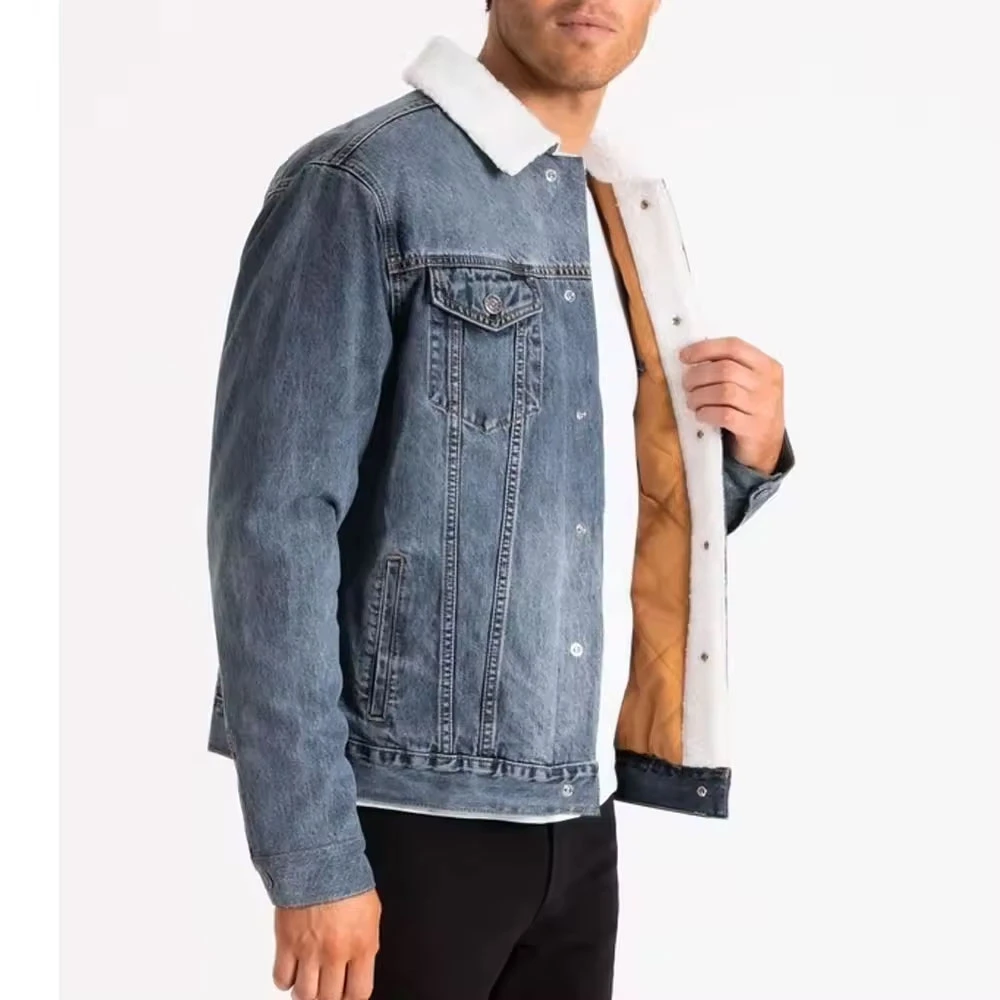 First class new  men denim jacket original denim material high quality breathable and quick dry custom leather jacket for men
