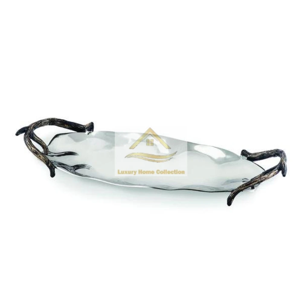 large Modern Fancy Unique Leaf Designer Tray Superior Quality Material For Serving Food And Other Items At Hotels & Restaurants