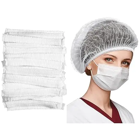 100pcs Disposable Hair Head Covers Net Bouffant Hats Kitchen Industrial
