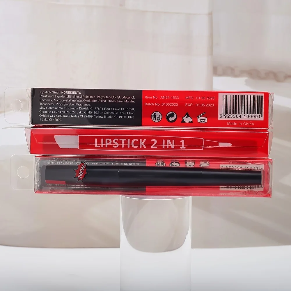 OEM 8 Colors Automatic Double Heads Waterproof Lipstick Not Discolor Lasting Non-stick Cup Matte Lipstick Pen Lip Liner