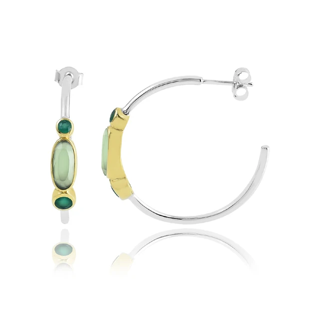 Лидер продаж модные ювелирные украшения 925 стерлингового серебра халцедон многоцветные драгоценные камни серьги-кольца изготовленные на заказ высокое качество