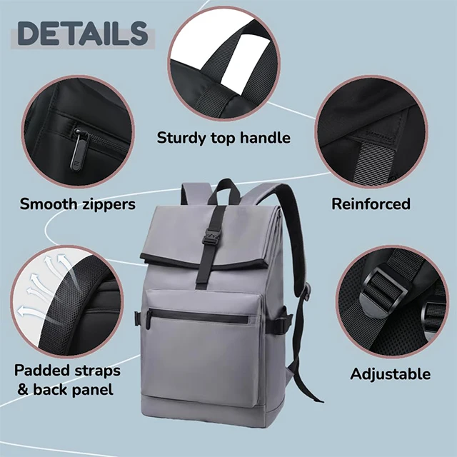 BSCI custom logo Simple Business Computer Backpack Leisure Style Student Bag Waterproof College Travel backpack for men laptop