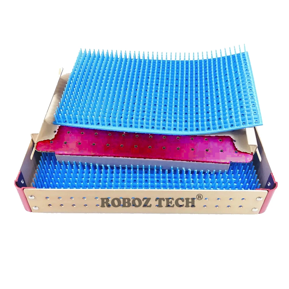 Silicone mat Sterilizing Box and Single Layer aluminum with one mat Autoclave Sterilization Tray Different Size L/M/S