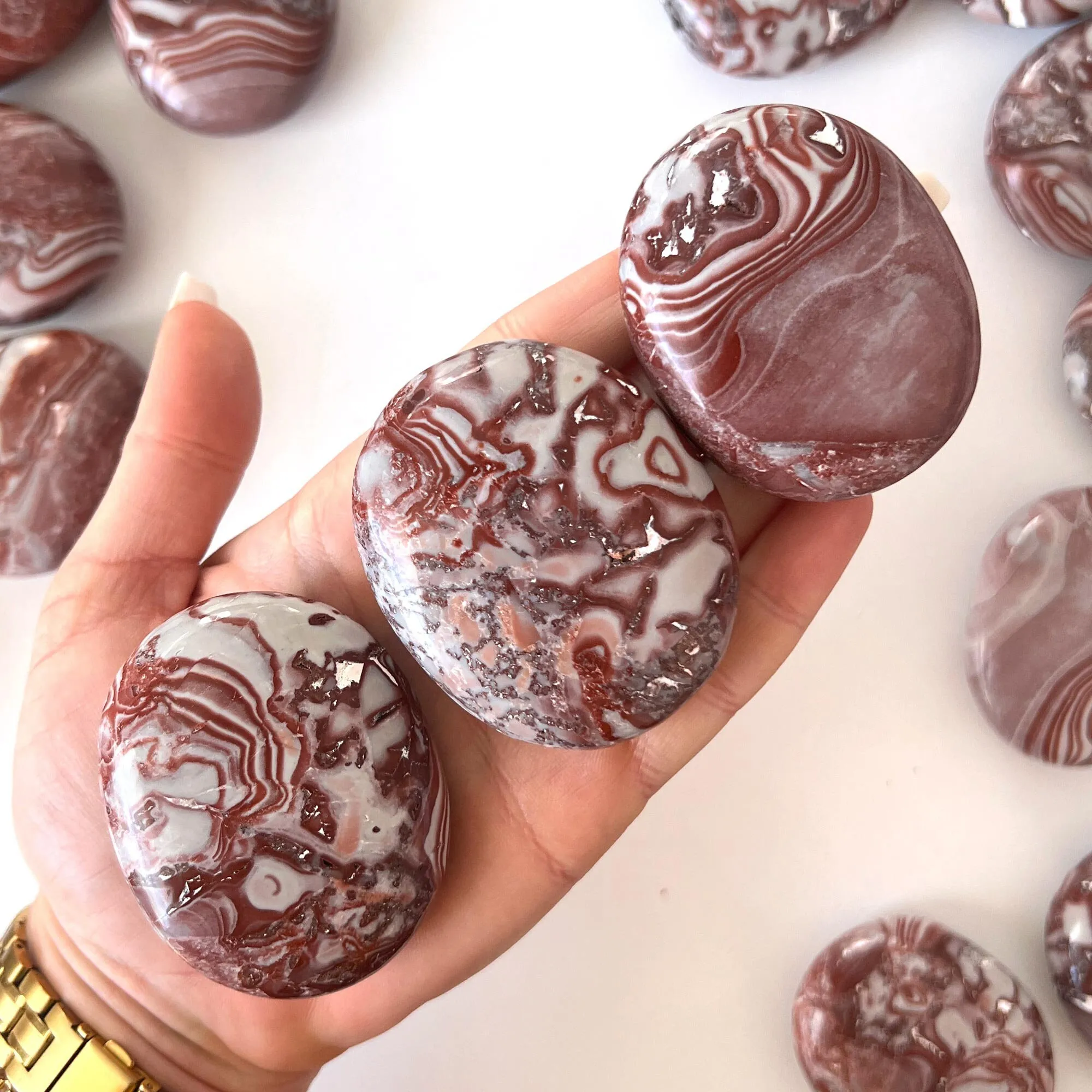 Mexican Rosetta Jasper Palm Stone Creative Inspiration and Willpower Meditation Palm Stone Activates Spiritual Awakening