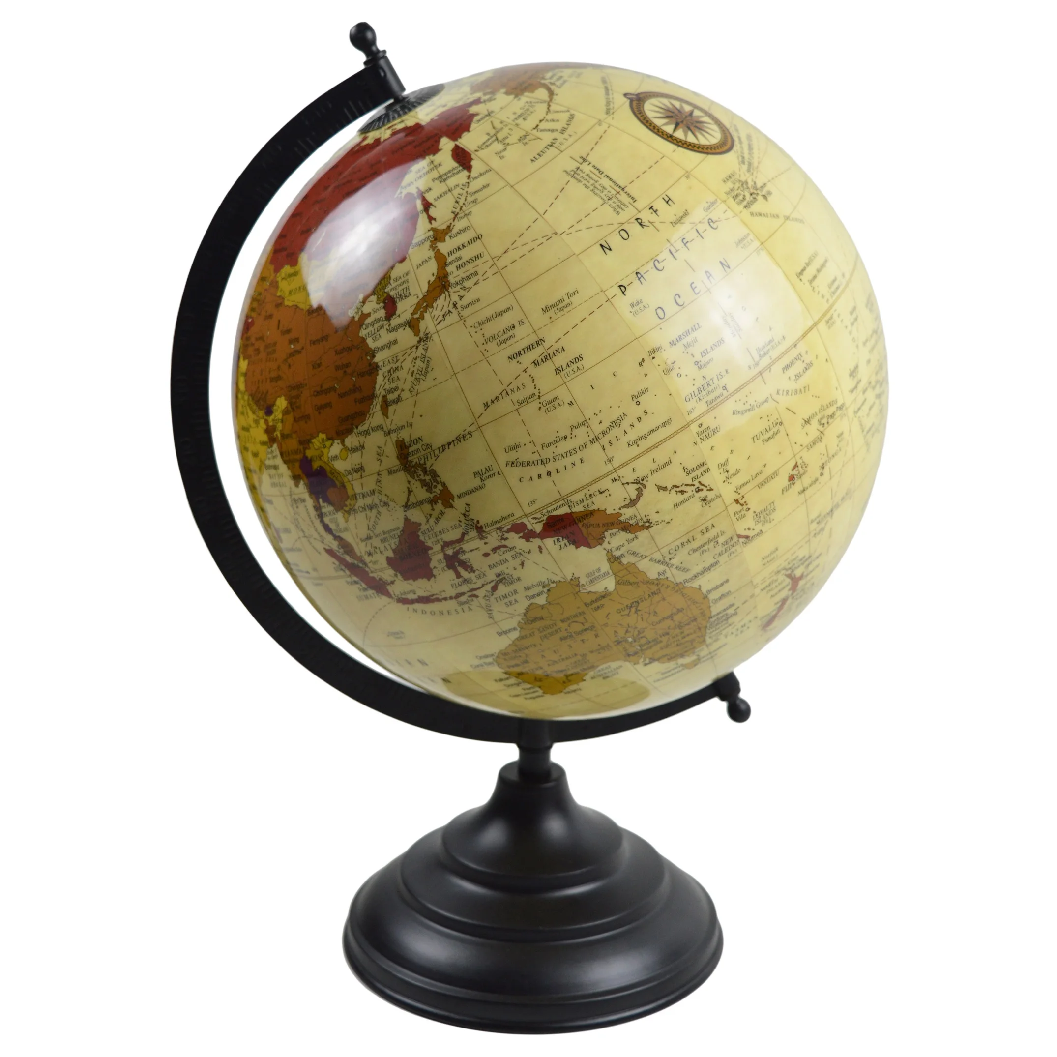 Factory Design Metal 40cm Large Globe With Colored Black Base Design For Indoor Table Decor Classic World Globes For Education