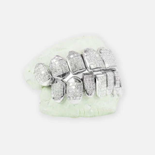 Si naturel diamond grillz with Starling 14k Yellow rose white gold Top 6 Bottom 6 teeth Grillz
