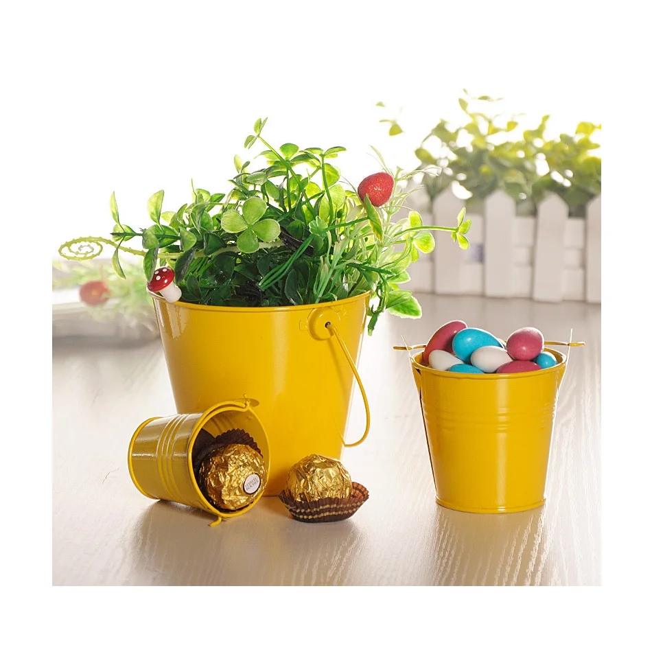 Home Decoration Ornament Metal Crafts Mini Tin Small Iron Bucket Creative Tinplate Succulent Plant Flower Pot