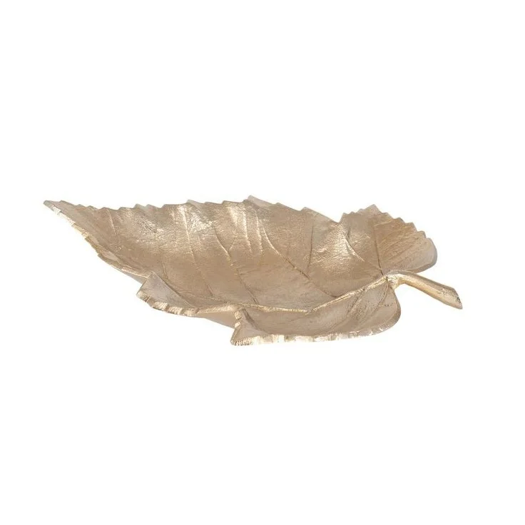 Simple Shiny Large Banana Leaf Design Aluminum Tray for Hotel and Home Use