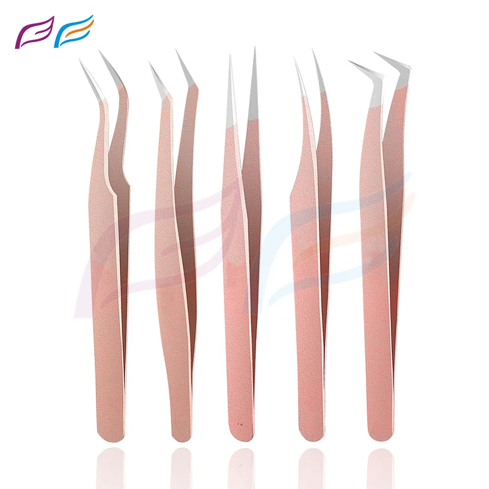 Eyelash Tweezers Manufacturer Custom Logo 90 Degree Fiber Tip Volume Lash Extension Tweezers by Bahasa pro