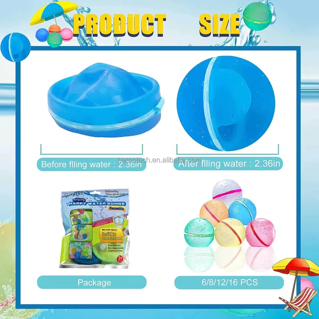 Magnetic Water Balloon Magic Quick Fill Water Splash Ball Toys Self-sealing Reusable Water Bomb
