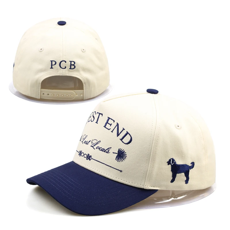 Whole Sale Custom  Fedora 5 Panel  Cap Two Tones Foam Hats Two Tone White Blue  Fitted  Hat Bulk