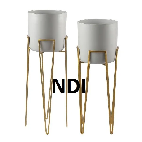 Wedding Home Hotel Garden Decoration Unique Style Set Of Two Iron Metal Flower Vase  Floor Planter Pot