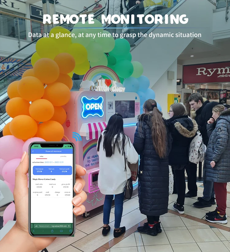 Full automated cant cotton vendon machine commercial vending candy cotton machine