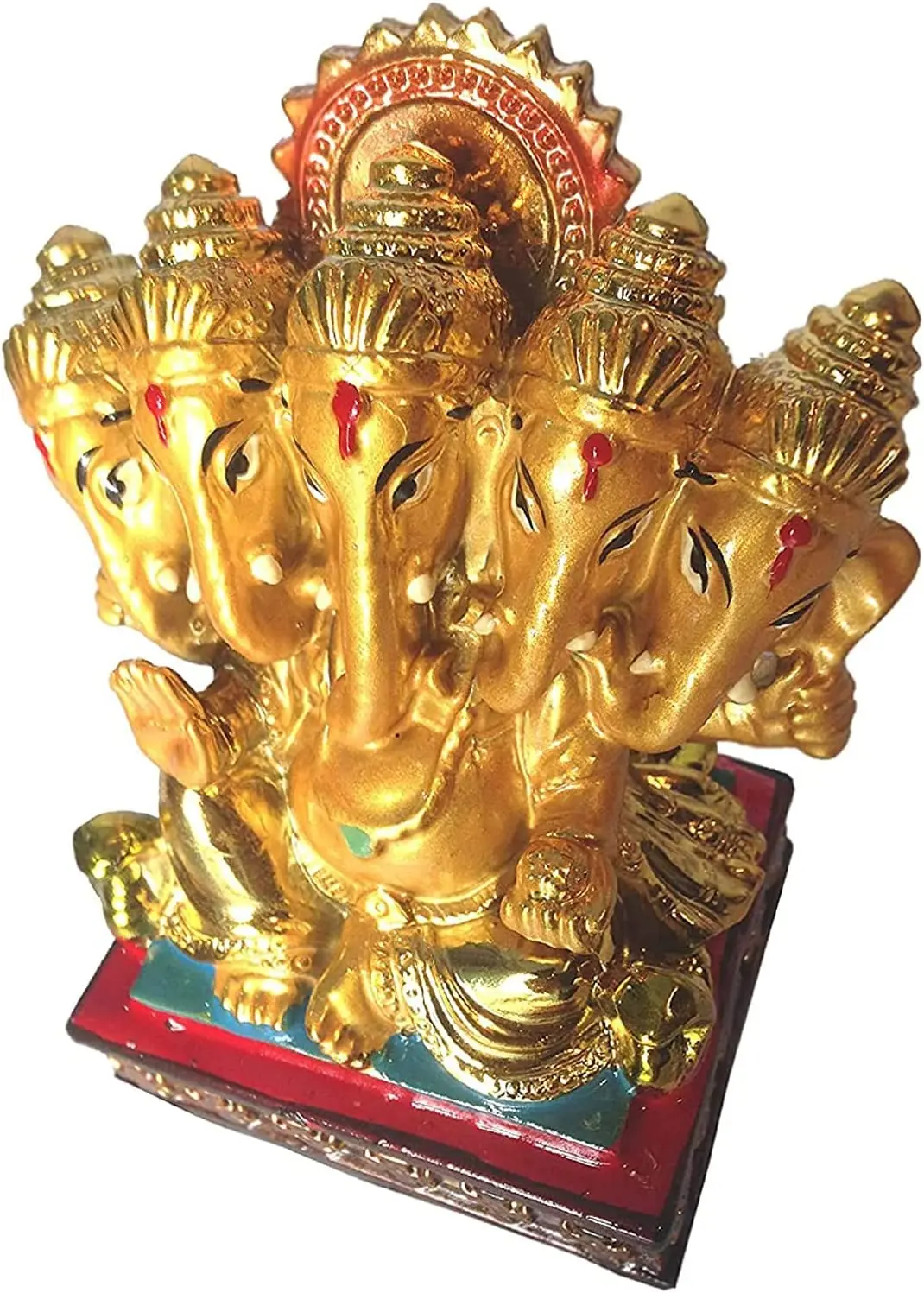 Polyresin Panchmukhi Ganesh Idol Handicraft 5-Face Ganesha Murti Home Decoration Elephant God Ganesh