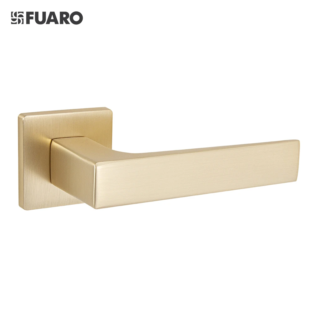 Modern Design Aluminium Door Lever Handle on Square ZAMAK Rose