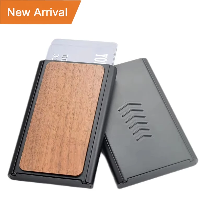 Tarjetero Anti-magnetic RFID Anti-theft Swipe Card Package Automatic Elastic Card Metal Aluminum Shell Credit Card Slide Box
