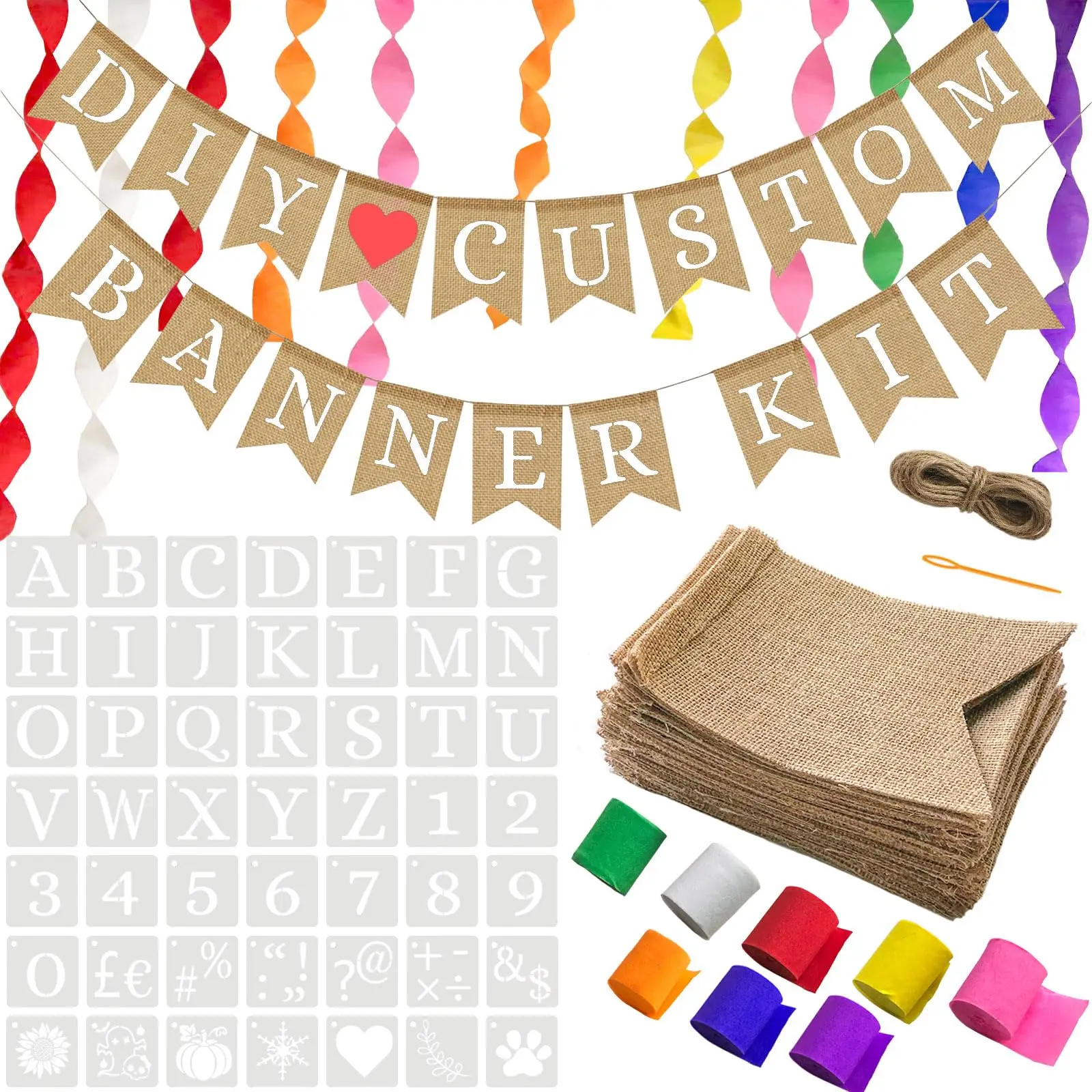 Wholesale Diy Burlap Banner Kit Make Your Own Banner Custom Letter Personalized Alphabet Letters Customized Burlap Banner
